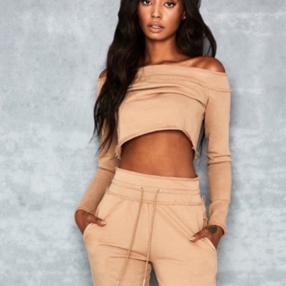 NEW Mistress Rocks Tumble Off The Shoulder Crop Top Size Large Brown - Picture 5 of 7
